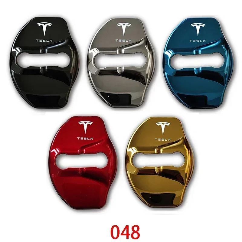 Car Sticker 2025 New Tesla 4pcs/set 3D Car Door Lock Cover Emblem Sticker for Tesla 2017-2019 Model 3 2019 Model X Protector Bad