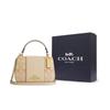 COACH Cow Leather Saddle Bag, Handbag, Shoulder Bag, Crossbody Bag Small Women's Khaki & White CM195-IMWAX