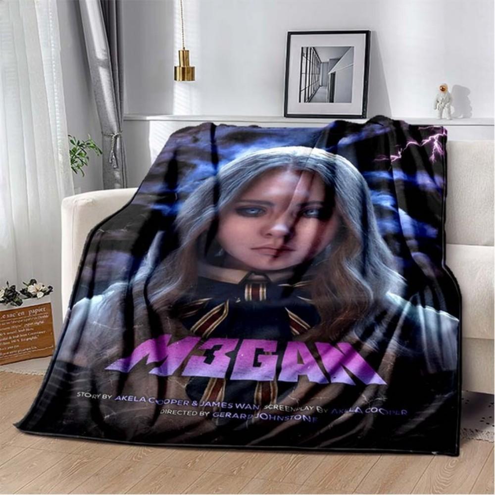 2023 M3GAN Horror Movie Throw Blanket Mysterious Character Soft Plush Fleece Lightweight Couch Bed Funny Halloween Friend Gift