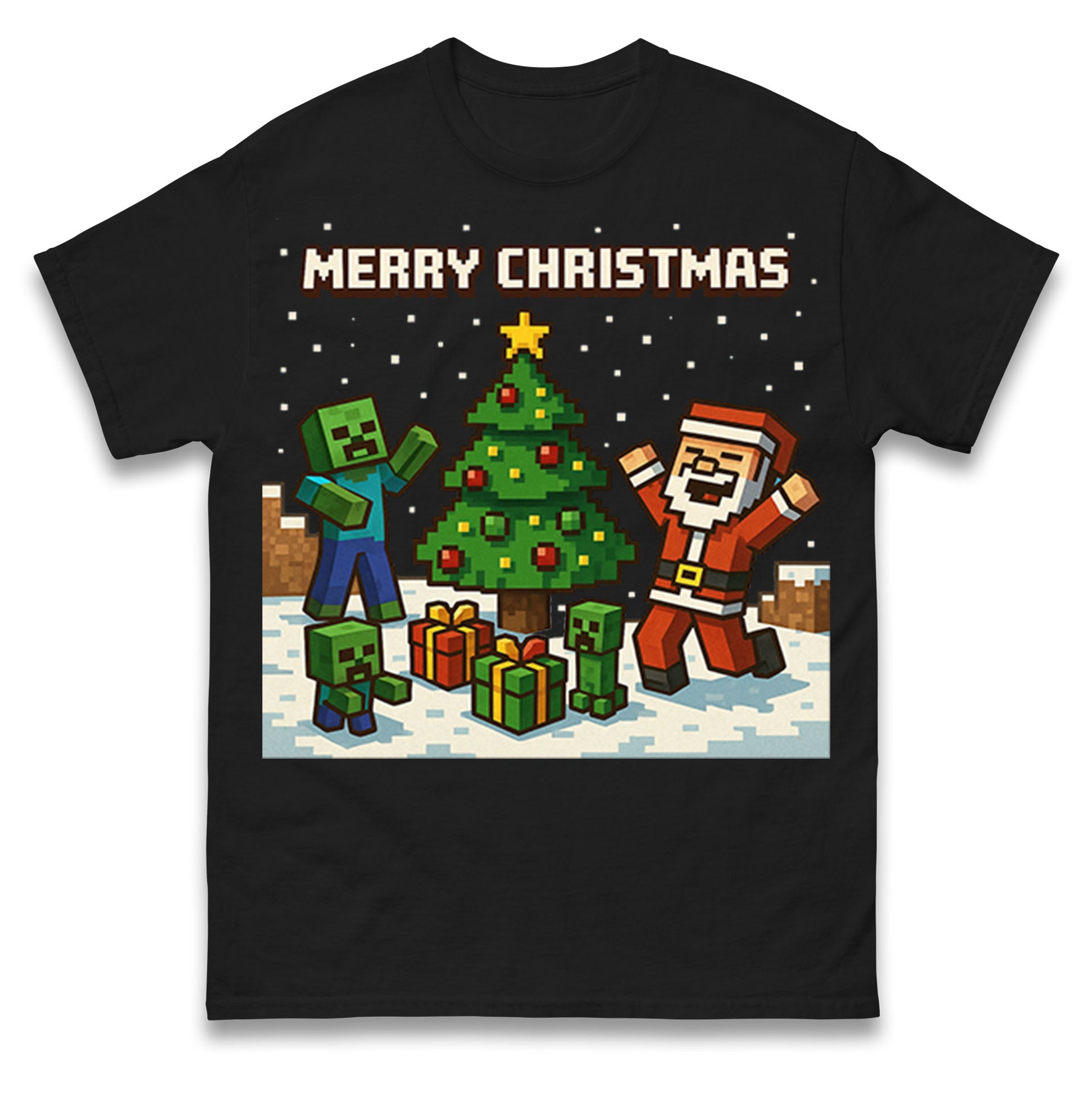Minecraft Merry Christmas T Shirt Tshirt Mens Womens Unisex Tops Tees L