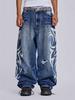 Blugi Unisex cu Imprimeu Graffiti Femei Harajuku High Street Mărime Mare Blugi Denim Largi Casual Blugi cu Talie Înaltă