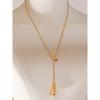 Yhpup 55+5cm Stainless Steel Water Drop Long Adjustable Necklace Pendant Gold & Platinum PVD Plated Charm Versatile Jewelry Gift