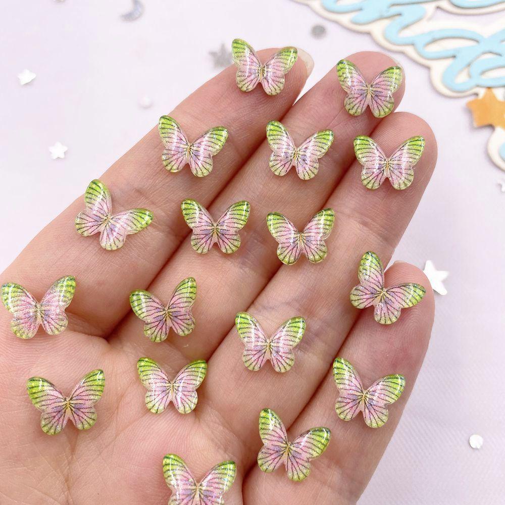 50PCS 10mm Lovely Resin Colorful Mini Crystals Beautiful Butterfly Flat Back Rhinestones DIY Craft Supplies