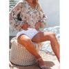 2026 New Spring and Autumn Women's V-neck Chiffon Top Lantern Sleeve Floral Casual T-shirt