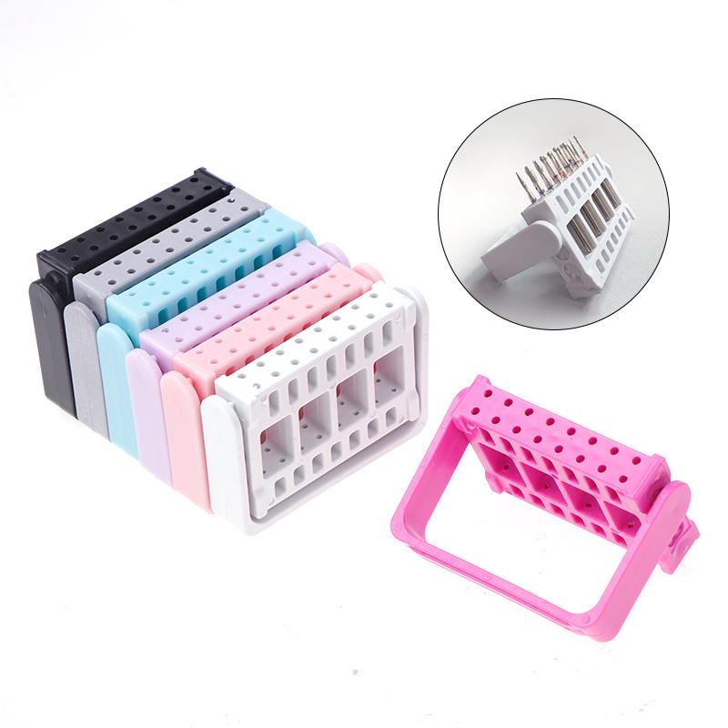 16 Holes Nail Drill Bits Holder Stand Display Nail Grinding Tool Showing Foldable Organizer Container Manicure Drill Accessory