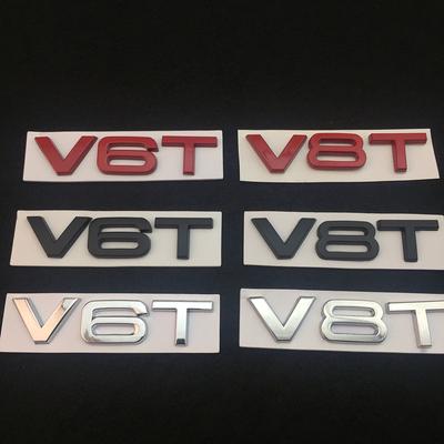 Metalowe 3D Czarne Czerwone Chromowane Logo V6T V8T Emblemat Odznaka na Błotnik Samochodu Naklejka Akcesoria