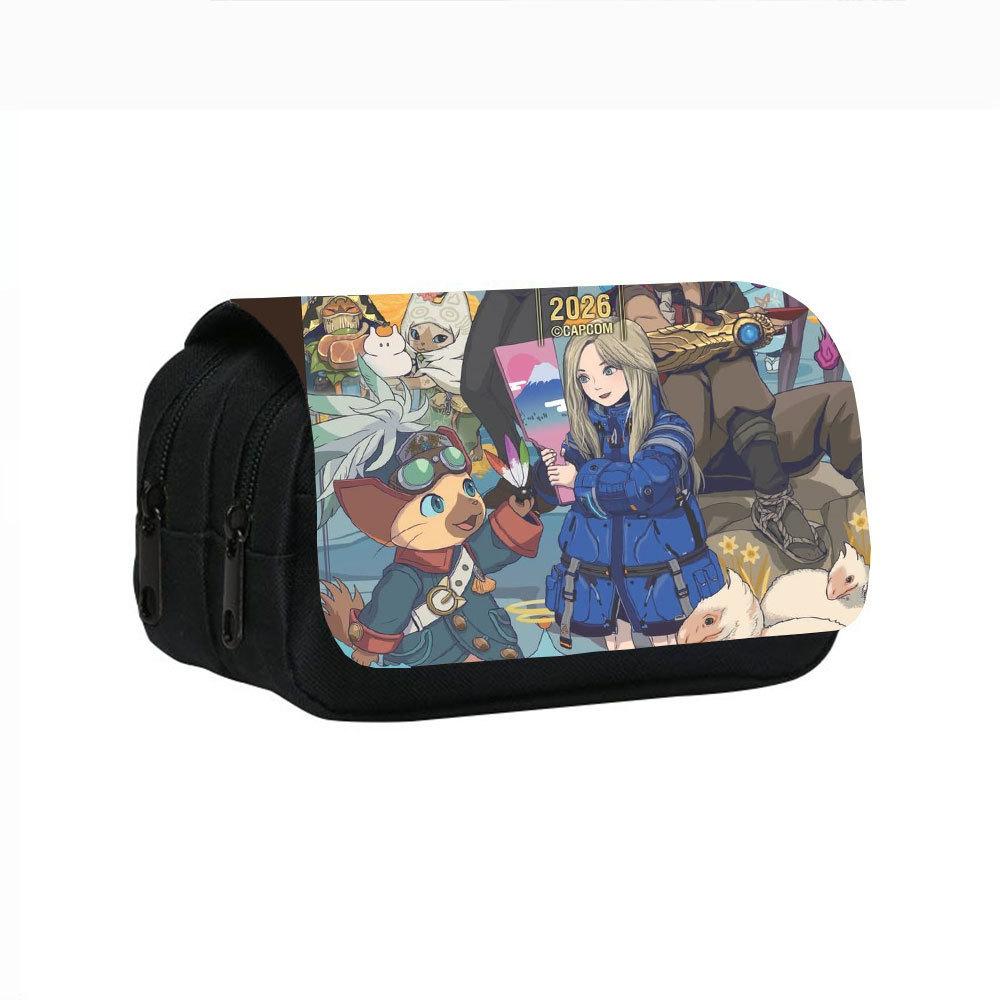 Pragmata Ink Print Double Layer Pencil Case With Nylon Material For Students