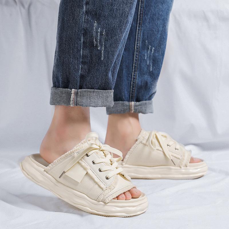 Tassel slippers men's summer wear trendy brand one-word drag versatile height increase anti-skid design sandals 4888-R