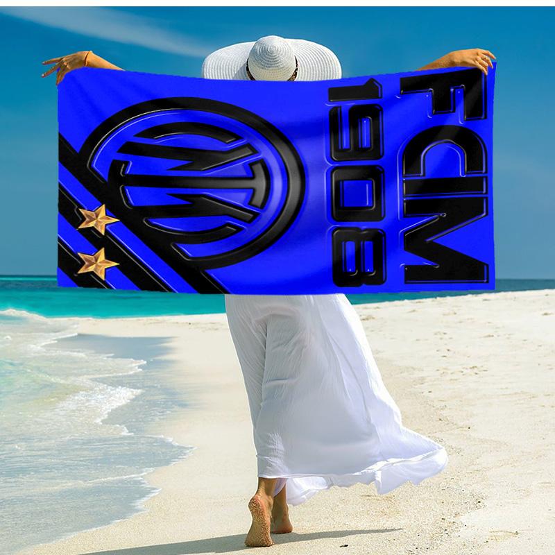 1pc Internazionale Milano Beach Towel, Comfortable and Thick, and Swimming/Bath/Picnic/Camping Towel, Suitable for Seaside Beaches