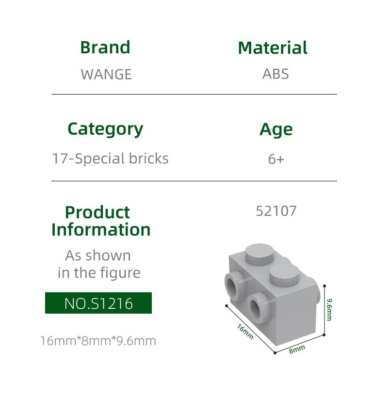 Non-Toxic 108Pcs/Lot 52107 Hole 2 Hole Block Moc Color Accessories Compatible With Brick Diy Children'S Educational Toy Assembly