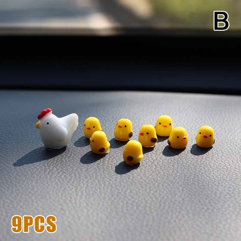 Cute Mini Chickens Car Dashboard Accessories Fun Chicks Car Rearview Mirror Decor Interior Ornaments Fairy Garden Home Car Gifts