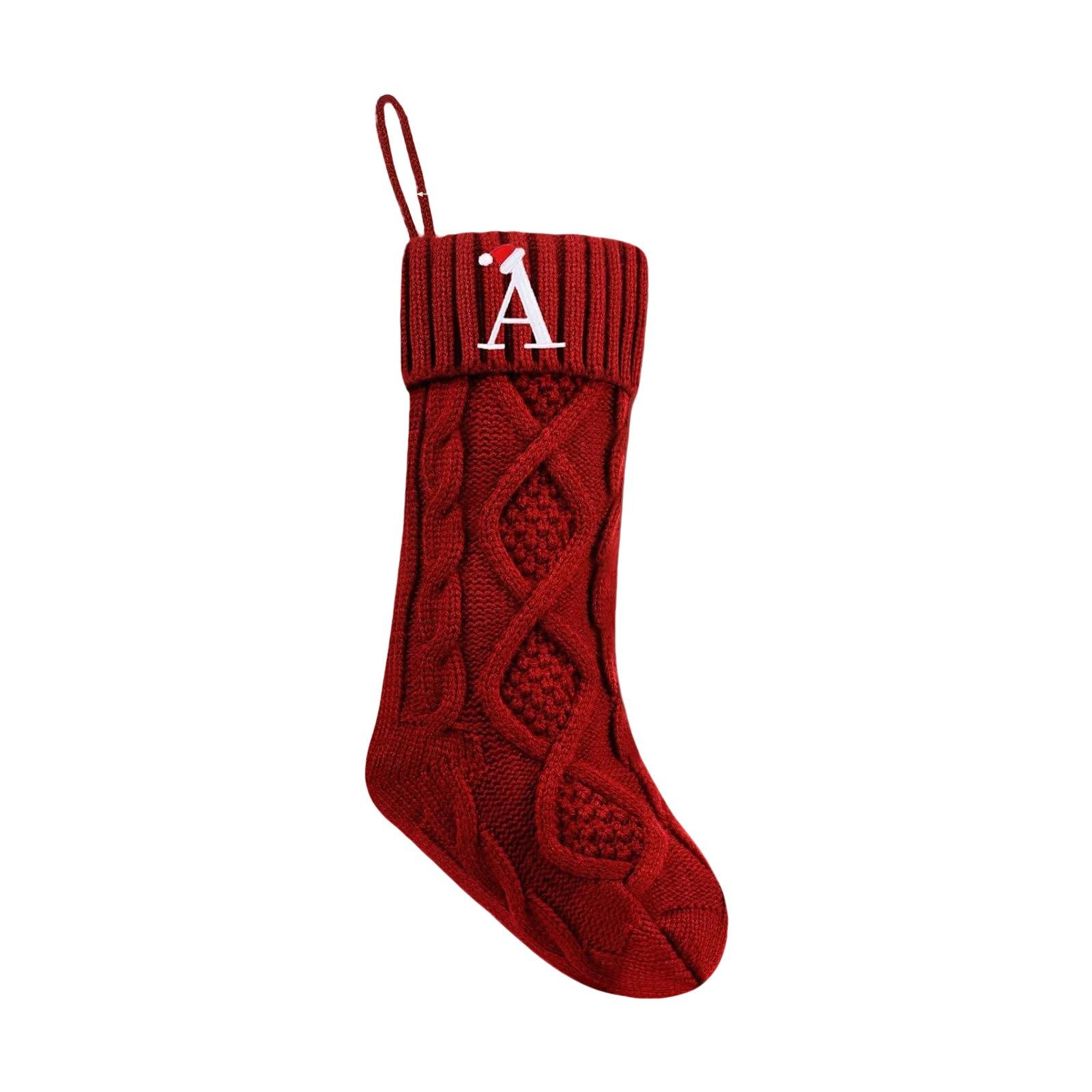 

Alphabet Letters Christmas Stockings Knit Construction Letter Options A-Z Initial Personalization Present Bag Use A