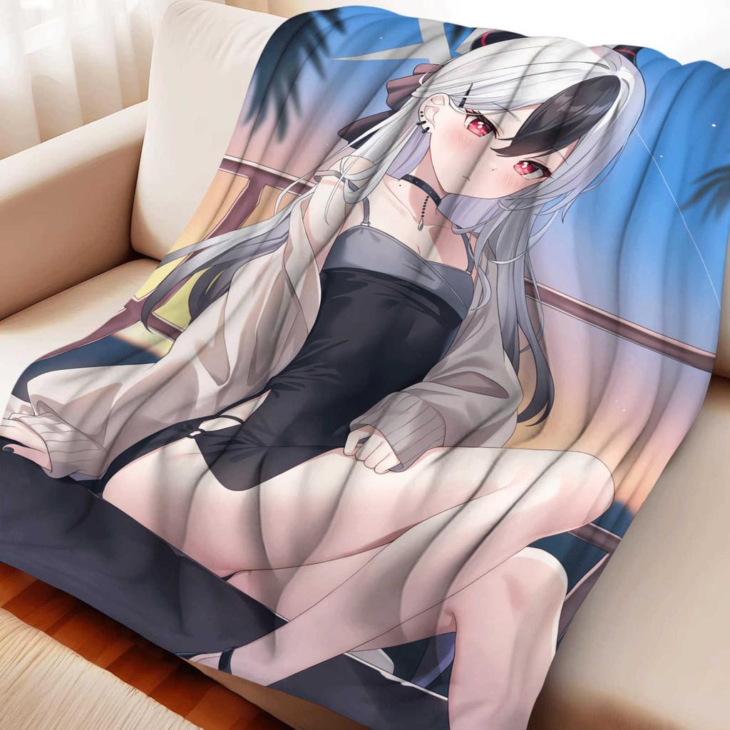 Cartoon Blue Archive Onikata Kayoko Flannel Blanket Cover Warm Soft Anime Blanket Multifunctional Decor Home Universal Blanket