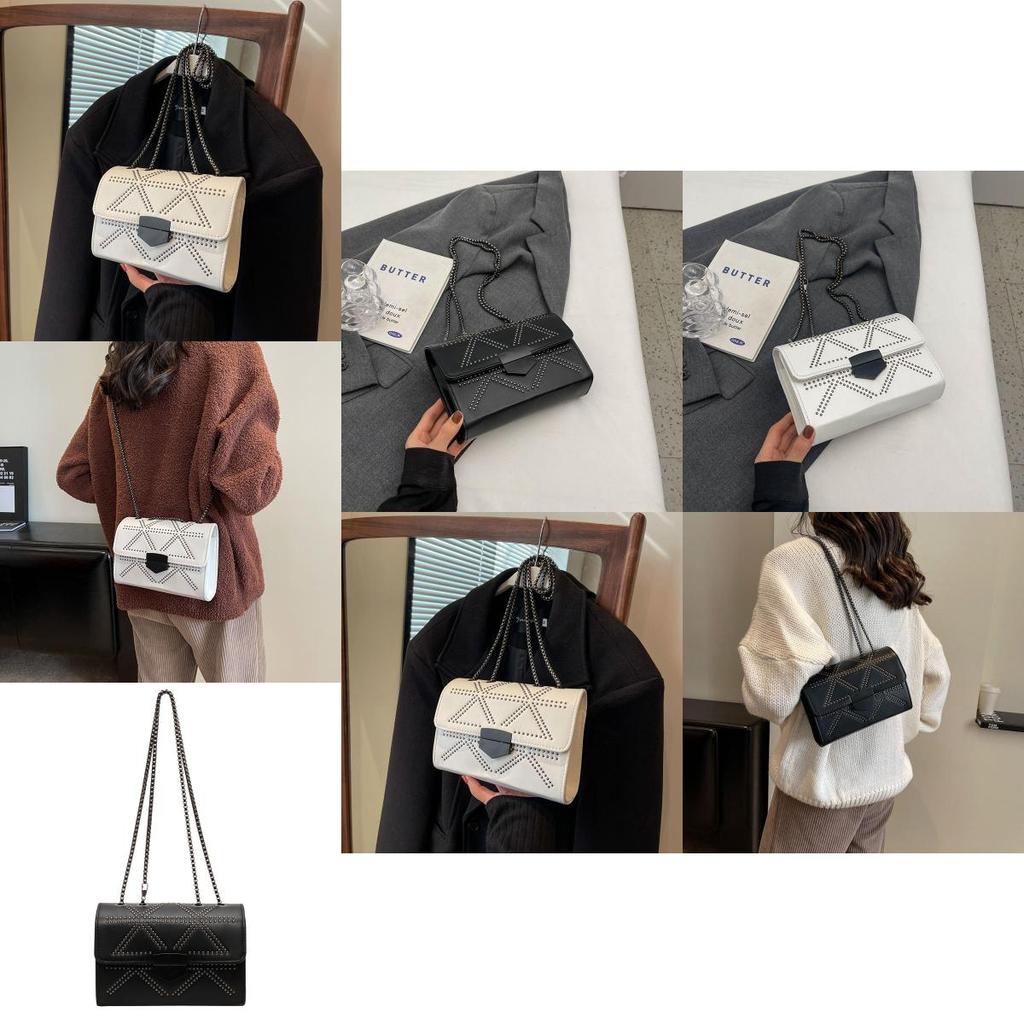 Elegant Fashionable Small Square Crossbody Bag For Women In Black And White With Trendy Street Style