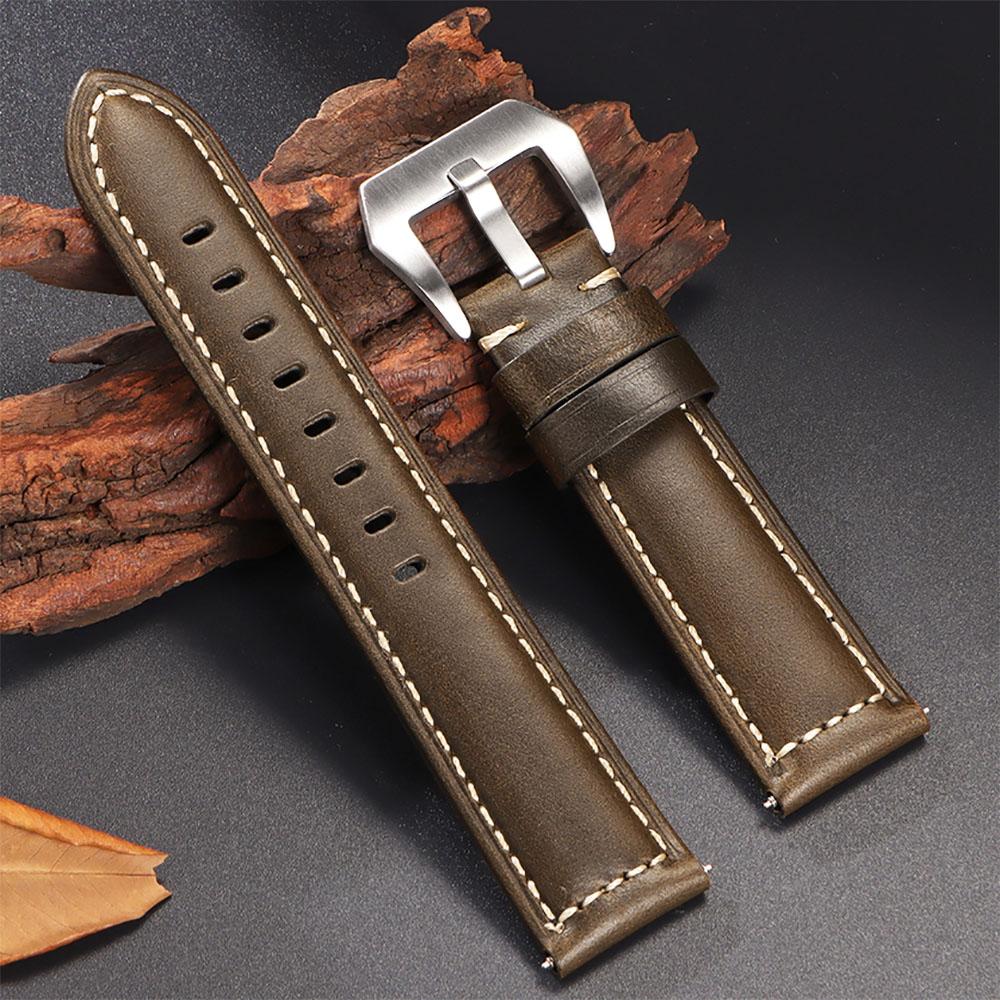 Premium Retro Oil Wax Genuine Leather Watchband Men's Soft Calfskin Strap for Seiko for Panerai 20mm 22mm 24mm 26mm Wristband