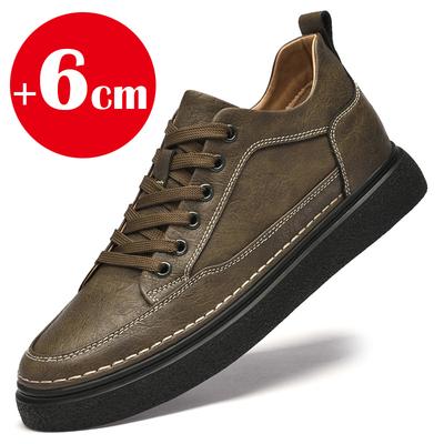 Neue Herren Leder Sneaker Booster Echtes Leder Aufzugschuhe Männer Höhenerhöhende Einlegesohle 6cm Designer Größerer Mann