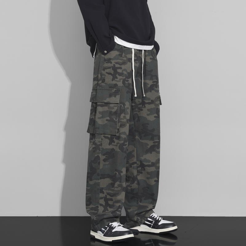 Cozy Up Camouflage Overalls Men's Pure Cotton Hip-hop Loose Straight Casual Pants