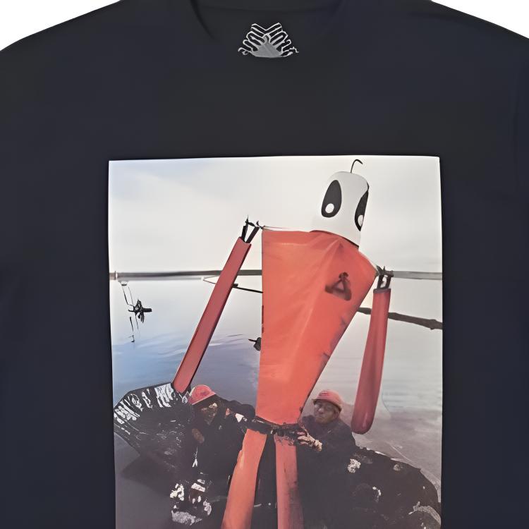 Palace Slick T-Shirt With Oil Painting Robot One Piece Peibo Print Short Sleeve Men Tops Black P16TS077