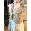 Oversized Dot Print T Shirt With Oneshoulder Neckline And Embroidery For Women Spring