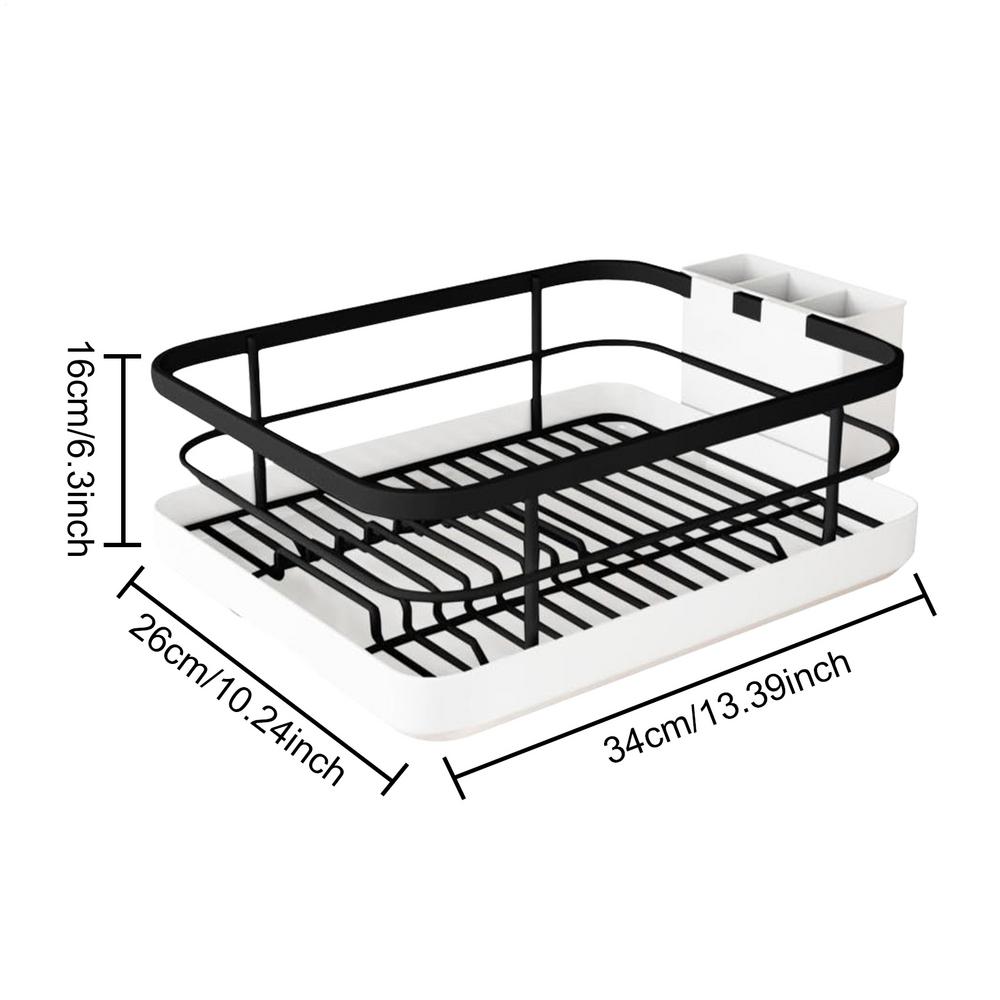 Dish Draining Rack Cutlery Rack with Drain Tray Cup Holder Cutlery Holder Kitchen Countertop Storage Rack Kitchen Accessories