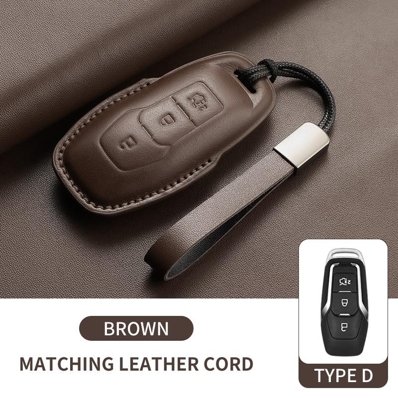Leather Car Key Case Cover For Ford Focus Explorer Edge Mustang Fusion Mondeo Kuka Escape F250 F350 F450 F550 Galaxy Auto Parts