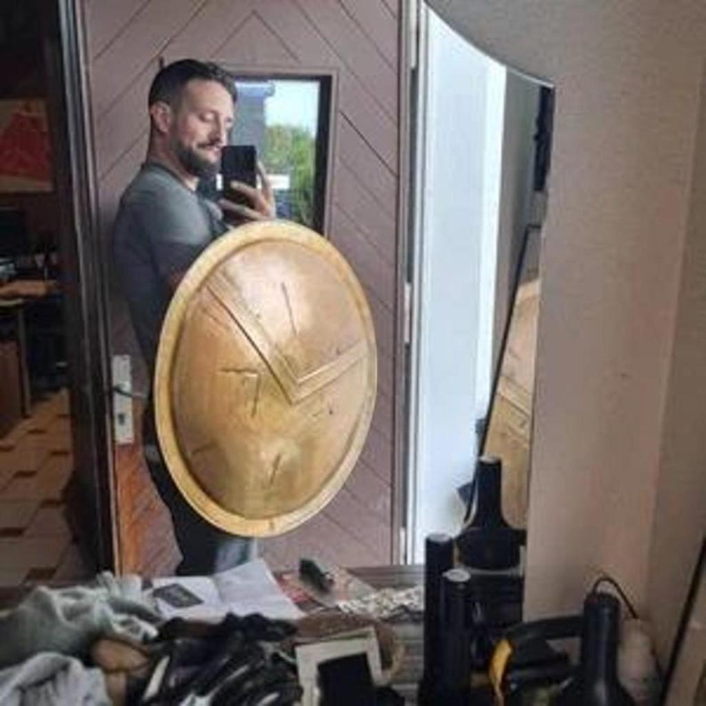 300 Filmový spartský štít | 18 Gauge Mäkká oceľ | Stredoveký inšpirovaný kráľom Leonidom | Cosplay & Výstava | Historická replika