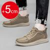 Herrsneakers äkta läder herrstövlar ökade 5 cm snörning sport casual arbetsskor hög topp läder herrankelstövlar