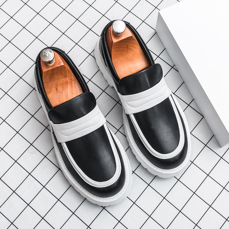 Mocassins pour hommes à une pédale, chaussures pour hommes printemps 2025 à semelles épaisses et brillantes tendance en cuir, chaussures Doudou paresseuses
