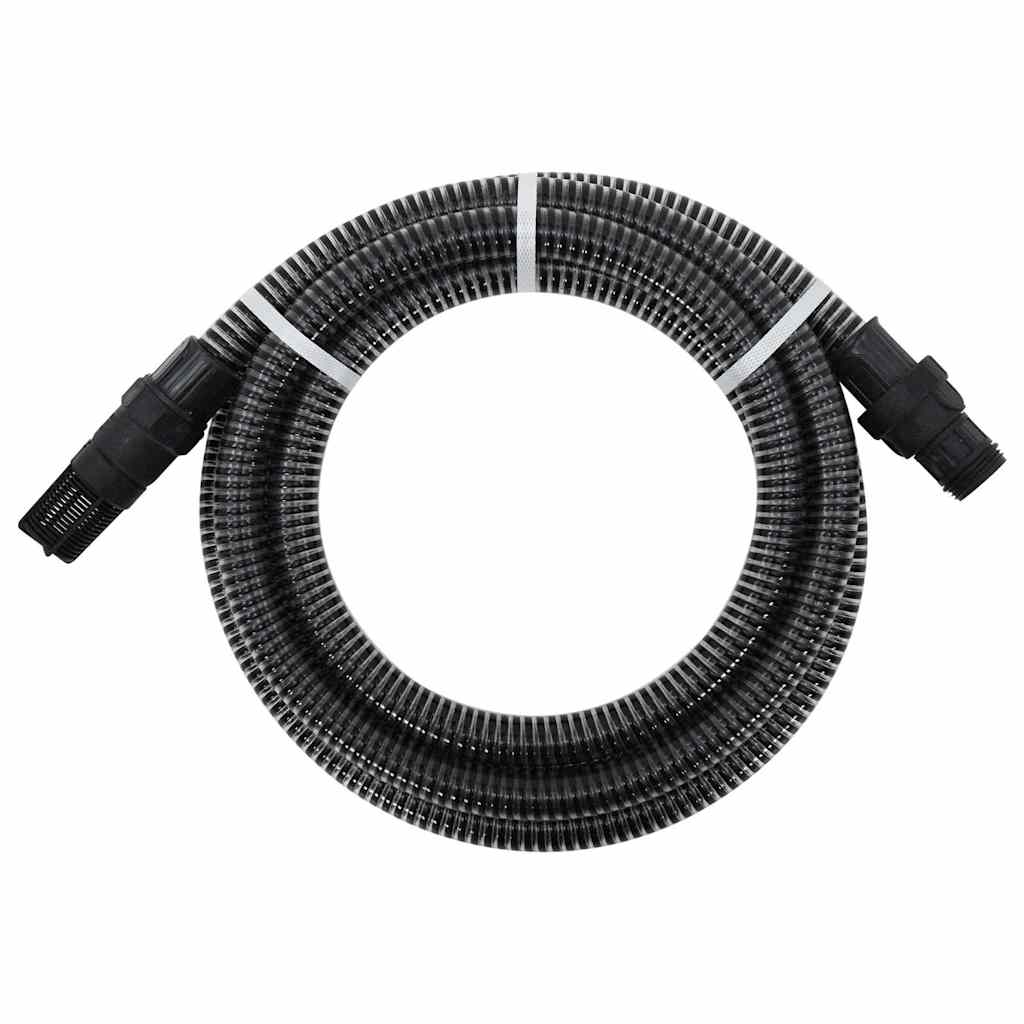 vidaXL Saugschlauch mit PVC-Anschlüssen Schwarz 1  10 m PVC schwarz