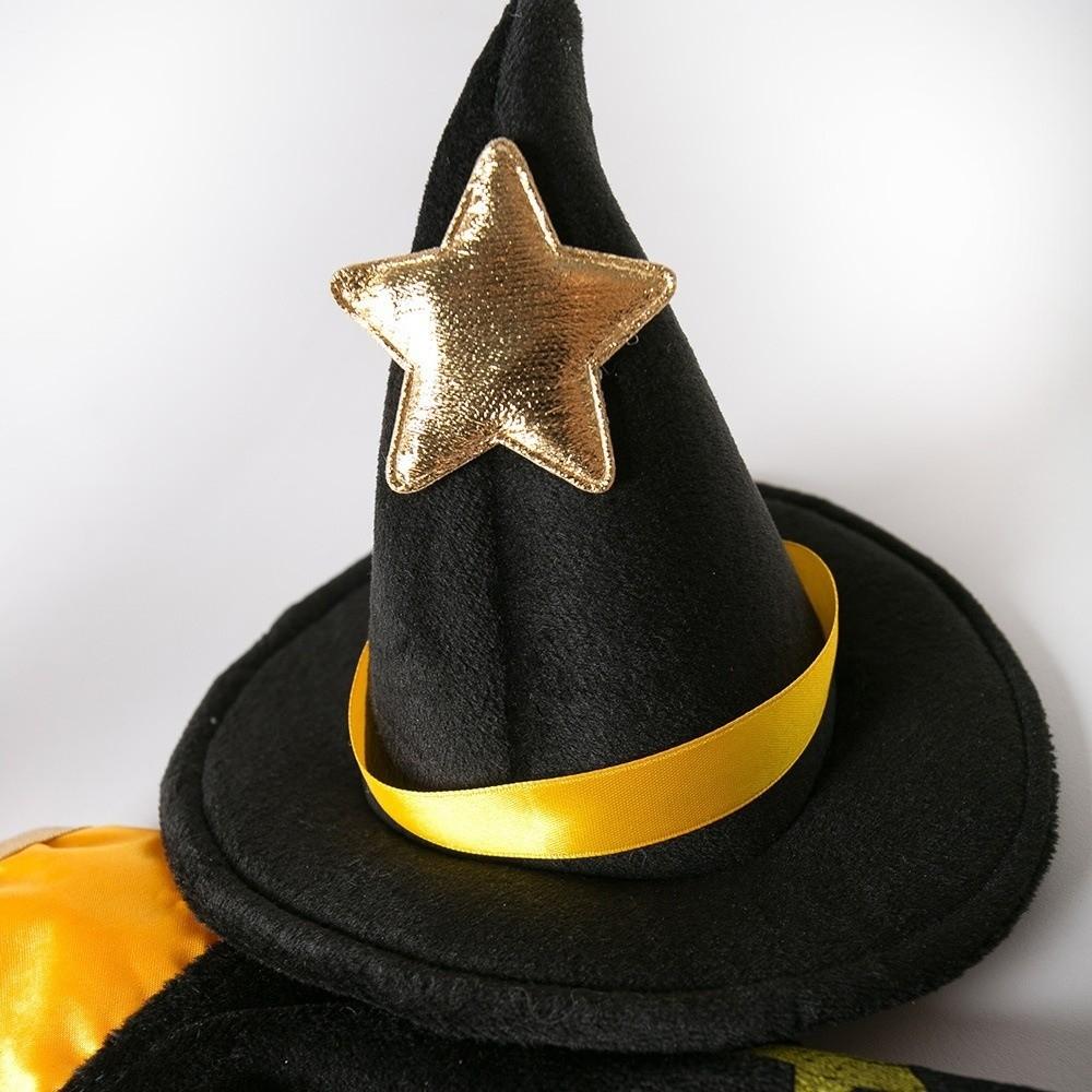 Star Halloween Pet Costume Stand-collar with Witch Hat Cat Cosplay Cloak Easy To Wear Comfortable Small Dog Knight Cape Party