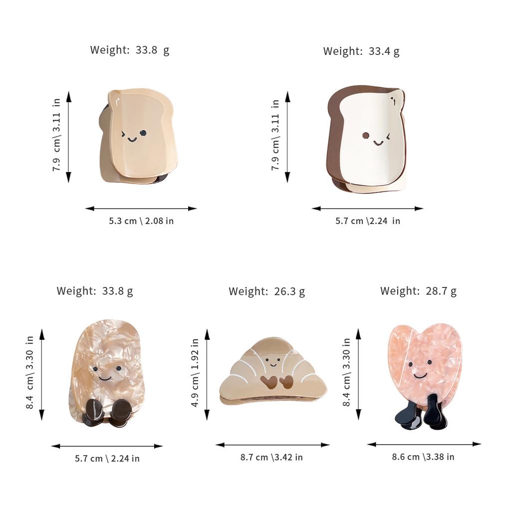 1 Stück Neuer Essigsäure-Greifclip Einfacher Toast-Haarclip Haaraccessoires Süßes Mädchen Herz Haargreifer Haiklammer Groß