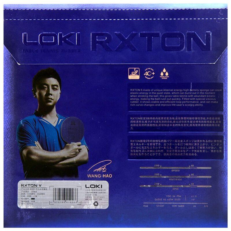 LOKI RXTON 5 Tischtennisbelag (Klebriger Gummi + hochdichter Schwamm) Original WANG HAO RXTON-5 Tischtennisschwamm
