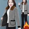 Warm Coat Women Autumn Winter New Plaid Jacket Mother Add Velvet Outwear High-End Fashion Fur Collar Detachable Overcoat Ladies