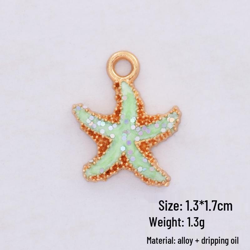 Korean Alloy Pearlescent Seashell & Starfish Pendant for DIY Jewelry Accessories