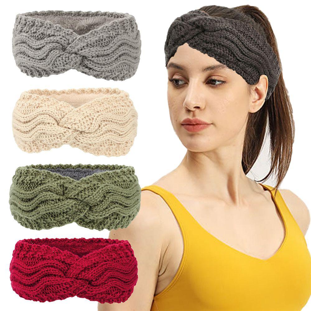 Winter Soft Knotted Stretch Turban Knitted Headbands for Women Hair Bands Ear Warmer