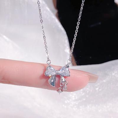 Collier nœud quatre étoiles haut de gamme, petit et luxueux, nouvelle chaîne de collier simple