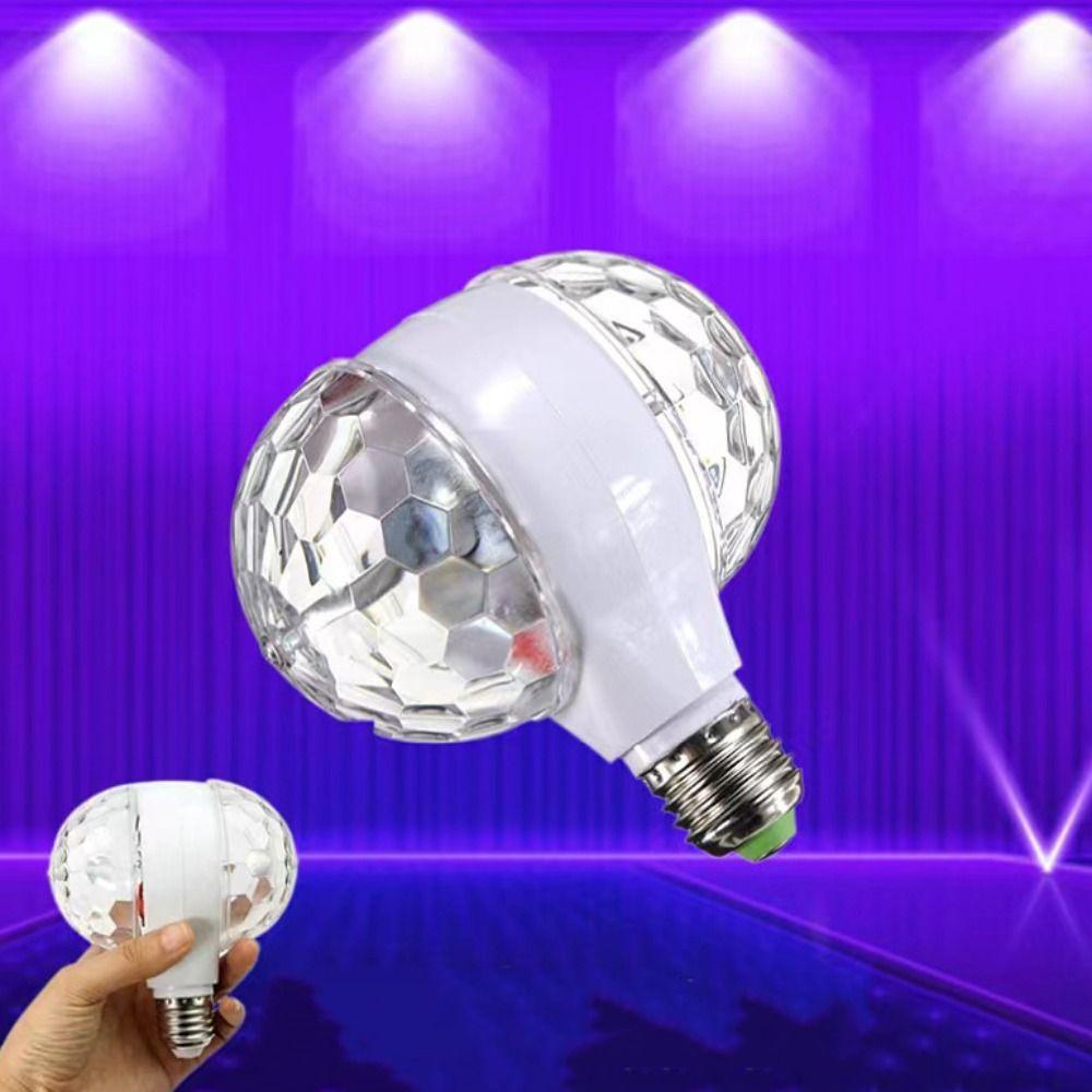 Auto Rotating Crystal Strobe RGB Lamp Dual Head Disco Lights E27 LED Bulb  Halloween
