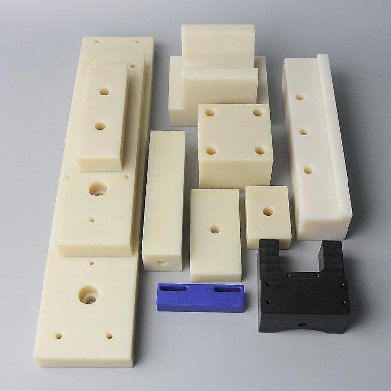 Nylon Wear-Resistant Machined Parts: Processing Plate, MC Nylon Liner Bushing, Limit Block, Fixing Slider.