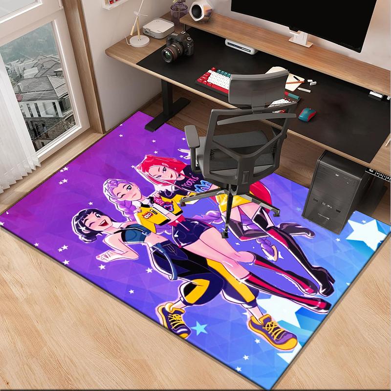 Superhero kpop Friends Adventure Office Rug Chair Mat, Game Carpet, Suitable for Front Door, Bedroom, Living Room, Desk, Holiday Gift