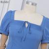 ZANZEA Vestido de Verano Casual para Mujer con Cuello Cuadrado y Manga Corta Elegante