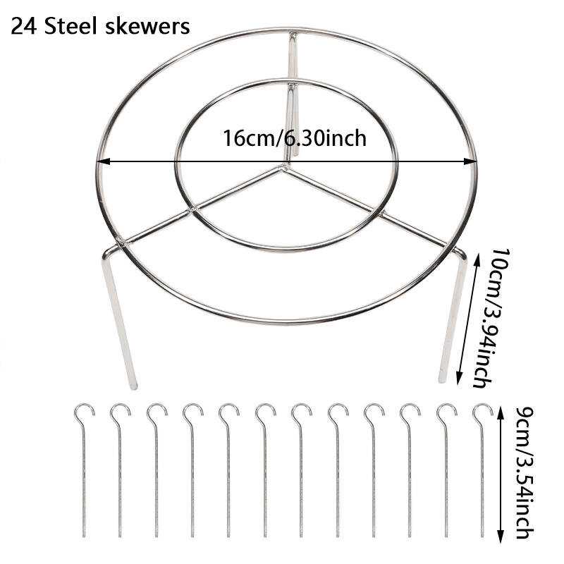 Kitchen Vertical Skewers Holder Round Air Fryer Grill Rack Detachable Grill Kebab Rack with Steel Sticks