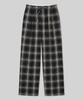 Beodeonteu Check Layered Single-Pleat Wide Pants [Black]