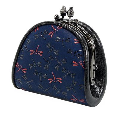 Indenya Inden Portemonnee Hertenleer Nagomi Libelpatroon Marineblauw x Zwart Rode Lak 7518