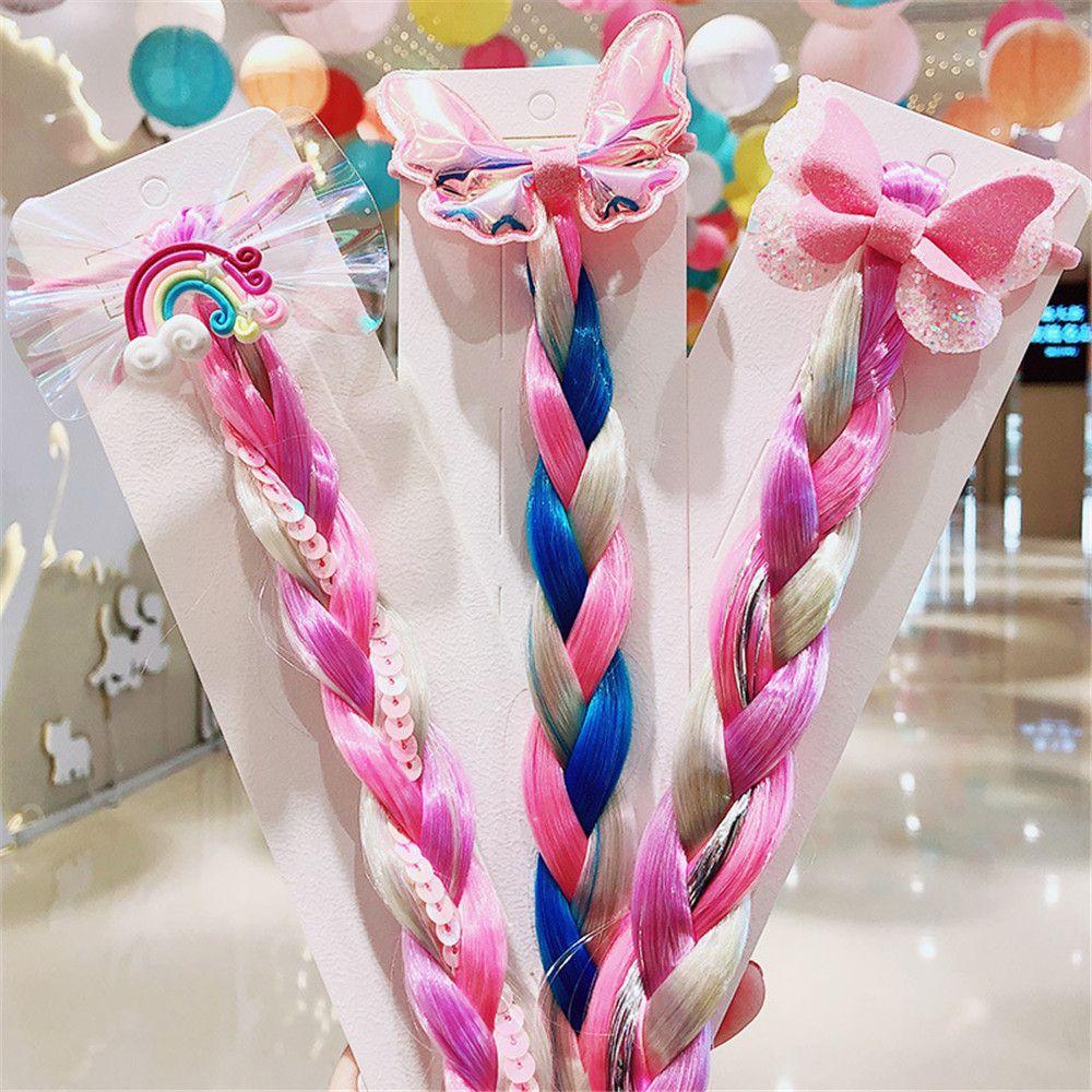 Cute Girls Colorful Wig Hair Ropes Princess Twist Braid Elastic Hair Bands Ponytail Headwear Fashion Kids Hair Accessories