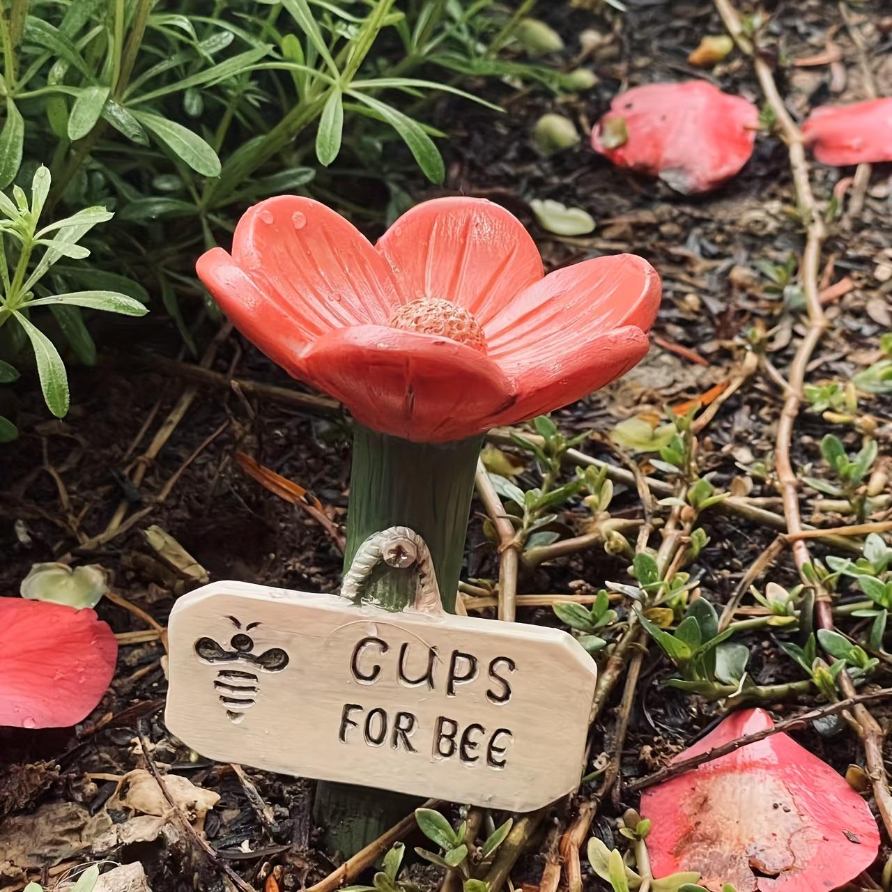 

Bees Watering Station, Garden Resin Floral Bee Feeder with Colorful Butterfly Bath Tub, No Wooden Stick for Outdoor Decoration красный