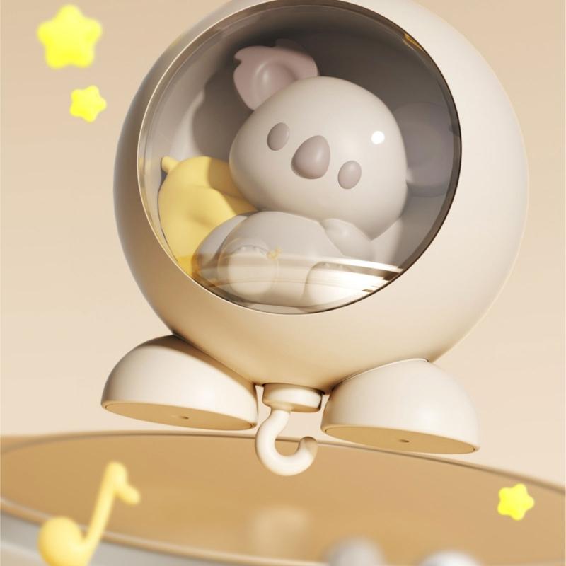 Infant Bedside Music Toy With Ceiling Light Show Auto Spin Mobile Built In Lullabies Wireless Remote For Newborns
