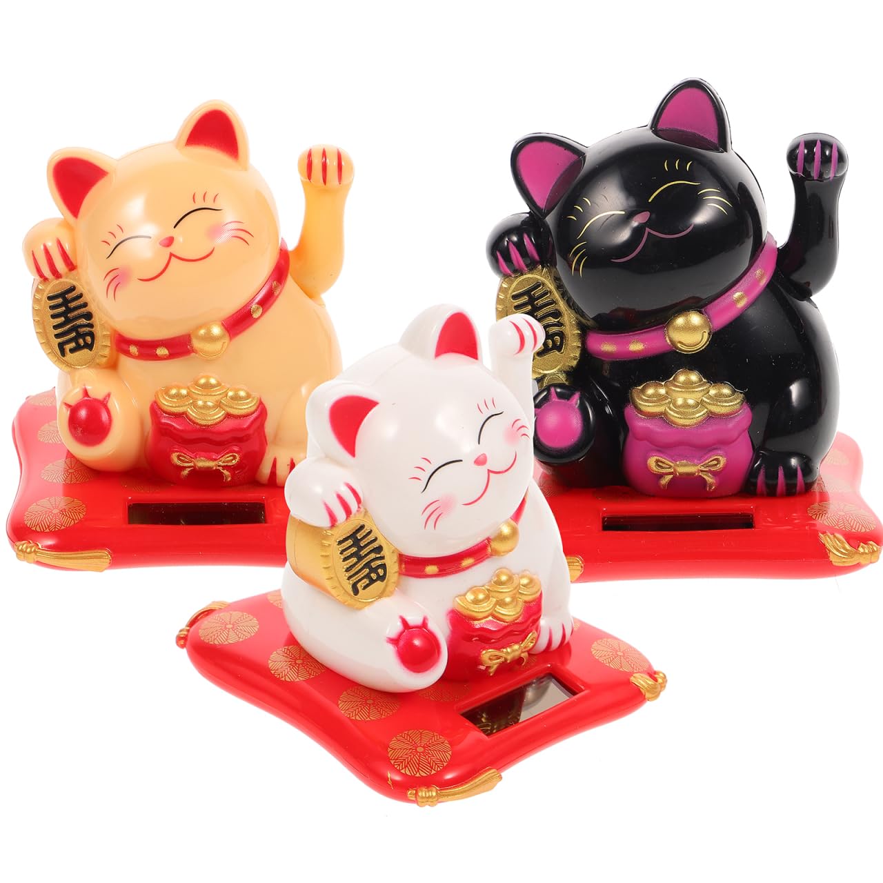 

Стильная фигурка кошки удачи для бизнеса, 3 штуки, Манэки-нэко, Подвижная, Жестикулирующая, На солнечной батарее, Кошка, Ремесло, Украшение, Приносящая удачу, Приносящая богатство, Молитва,