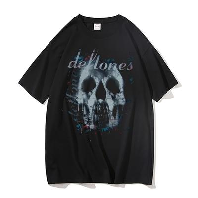 Deftones Skull Black Graphic Print T Shirt Short Sleeve Men Women Alternative Rap Metal Band Brand Tshirt Tops Man Tees