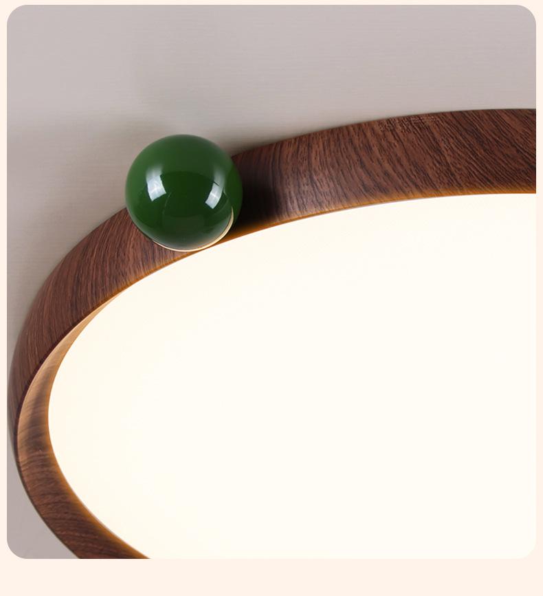 Wabi-Sabi Walnut Ceiling Light: Retro Japanese Style, Eye-Protecting for Bedroom or Children's Room
