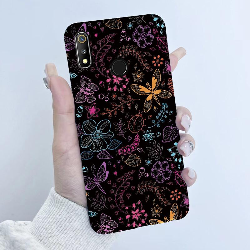For Realme 3 3i 3Pro Phone Case Butterfly Flower Girl Design Soft Silicone TPU Back Housing for Oppo Realme 3 Realme3 Pro Covers